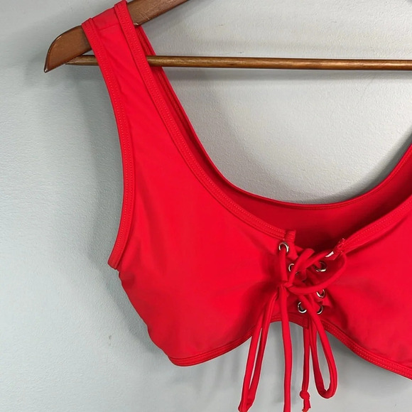 ZAFUL Tied Front Bikini Top Red Removable Pads  Lined Size 6 - Picture 4 of 10
